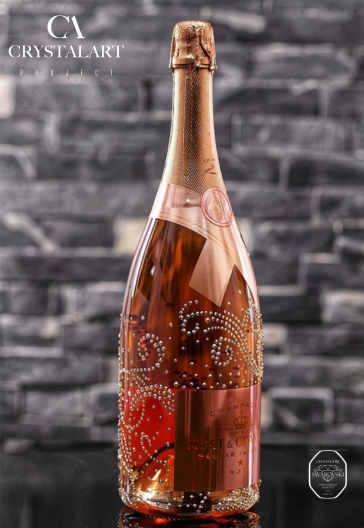 Lluvia de grecas- Champagne Moët & Chandon Néctar Imperial Rose con  incrustaciones Swarovski®